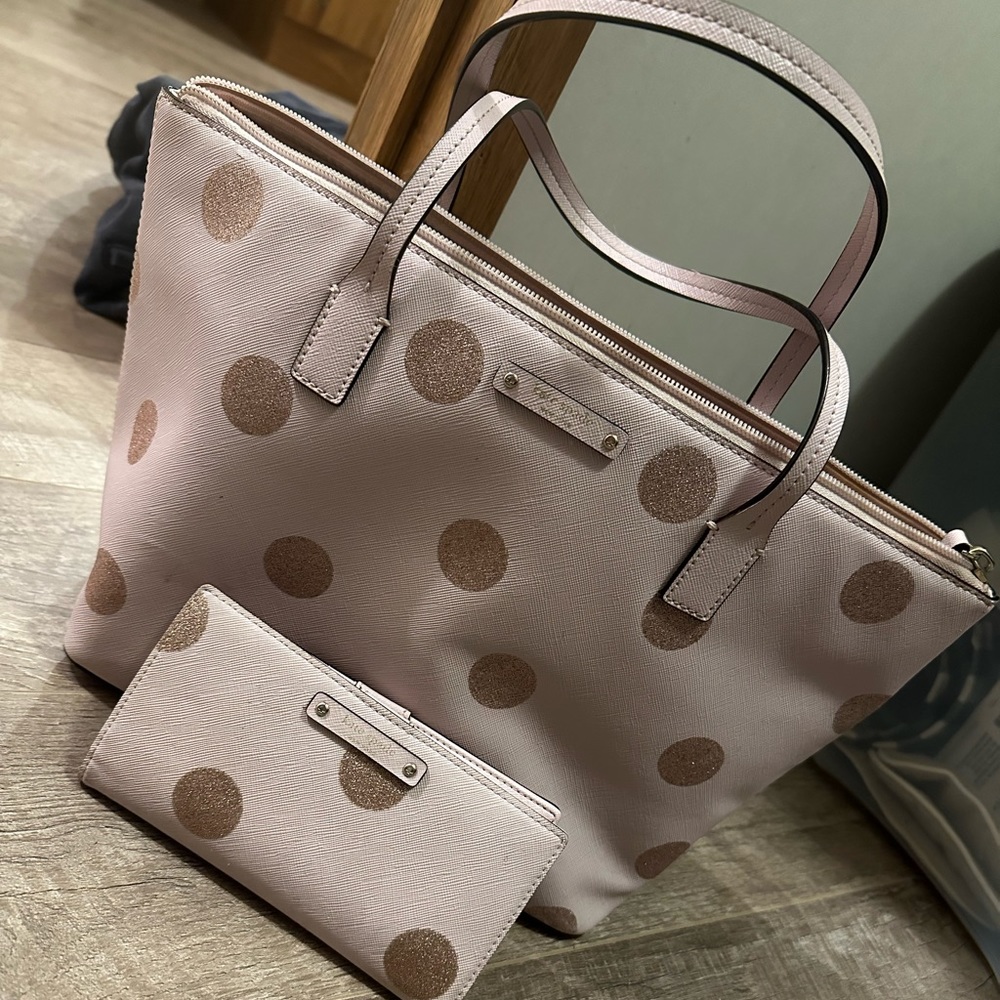pink polka dot kate spade set